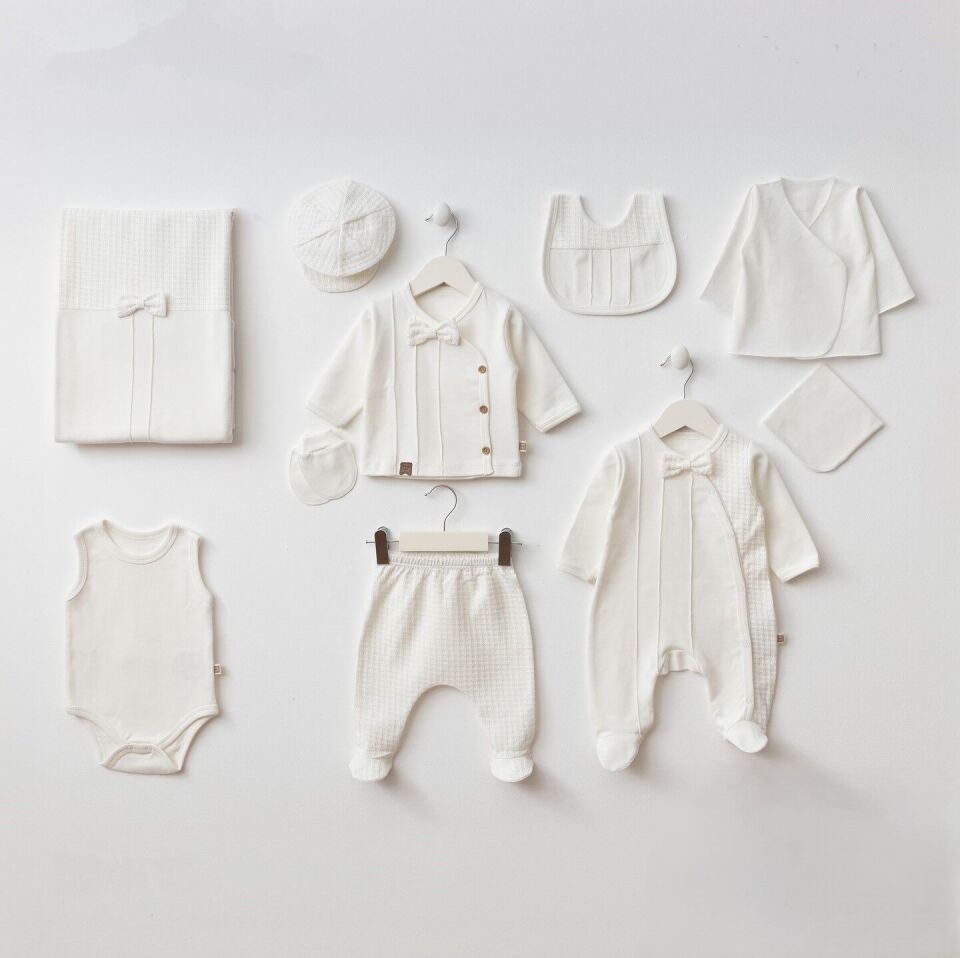 Pamuklu Nervürlü Erkek 10'lu Hastane Çıkışı Ekru - Yeni Doğan