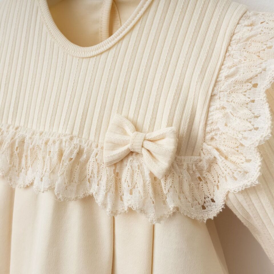 Nervürlü Kız 5'li Hastane Çıkışı 0-3 Ay - Ekru