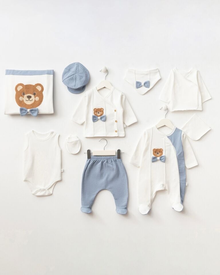 10014 Pamuklu Süzine Nakışlı Erkek 10'lu Hastane Çıkışı