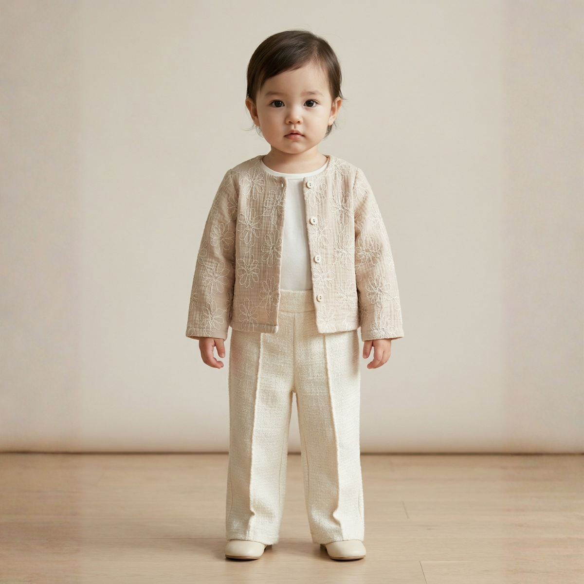 Çanta Hediyeli Kız Bebek Pantolon Hırka Body 3'lü Takım