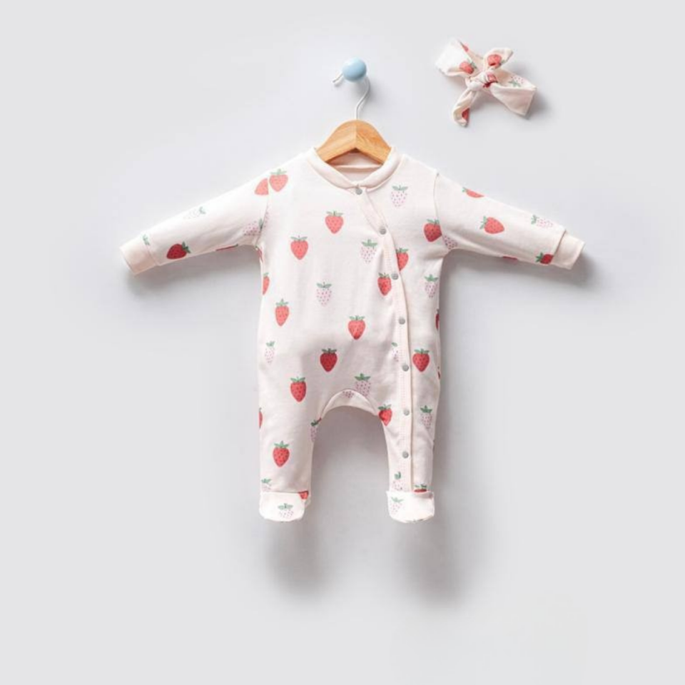 Strawberry Soft Pamuklu Kız Bebek Tulum