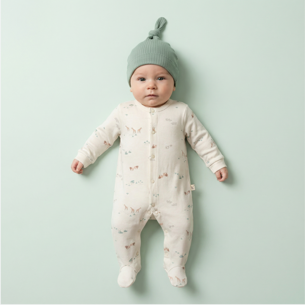 Hayvanat Bahçesi Pamuklu Bebek Tulum & Şapka