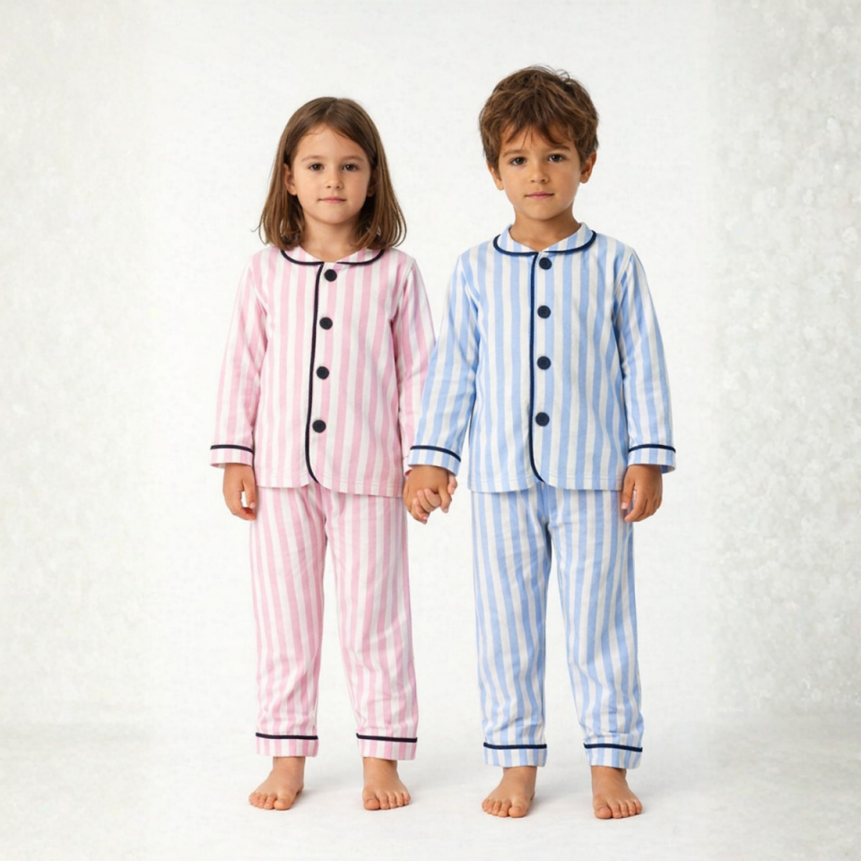 Çocuk Çizgili Pamuk Erkek Pijama Takımı