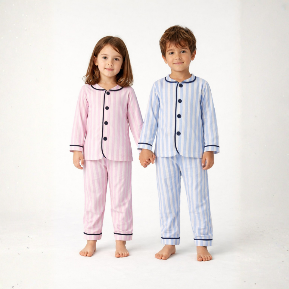 Çocuk Çizgili Pamuk Kız Pijama Takımı