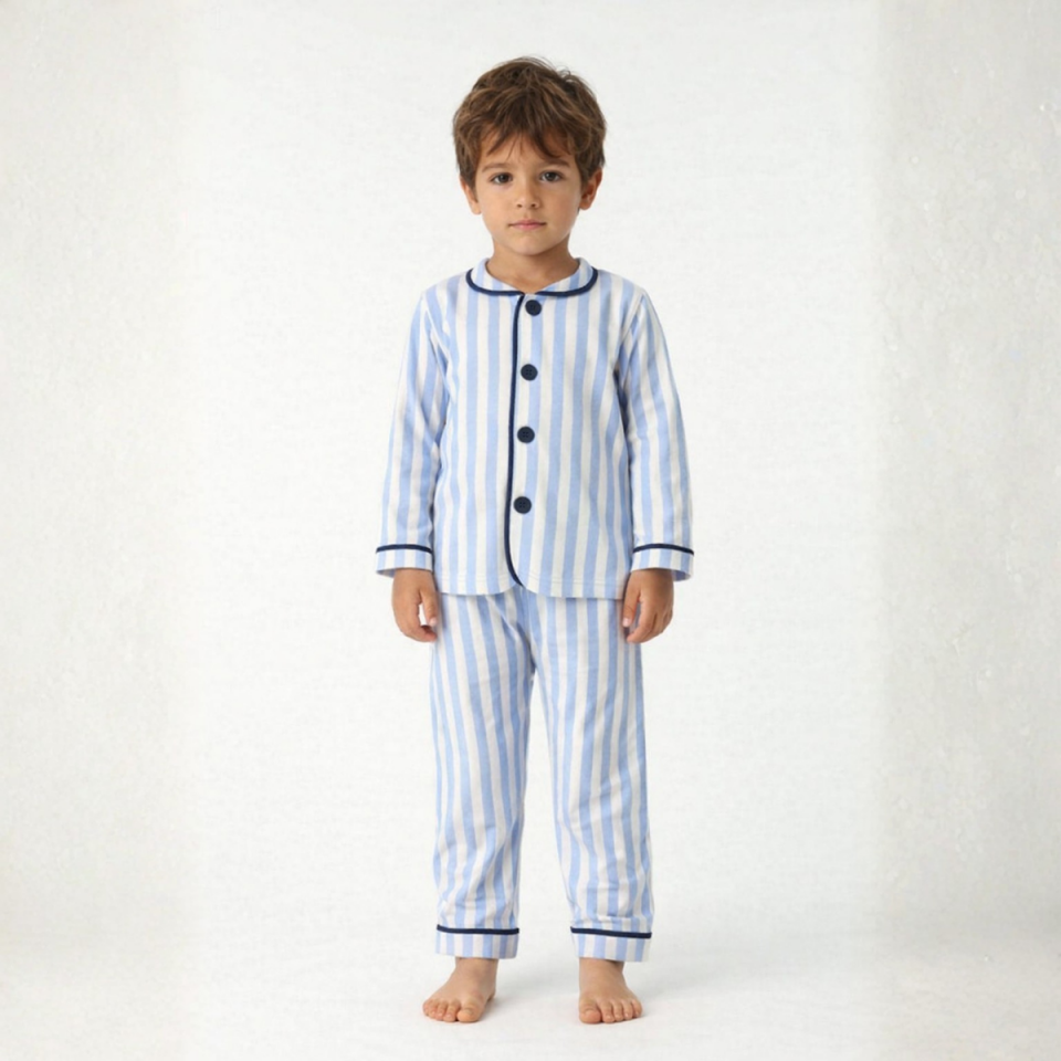 Çocuk Çizgili Pamuk Kız Pijama Takımı