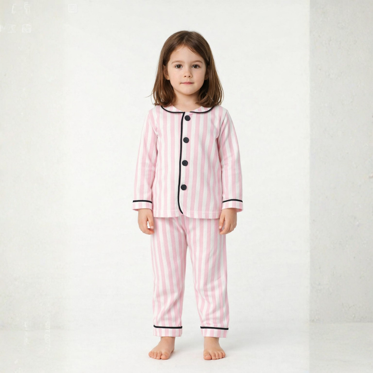 Çocuk Çizgili Pamuk Kız Pijama Takımı