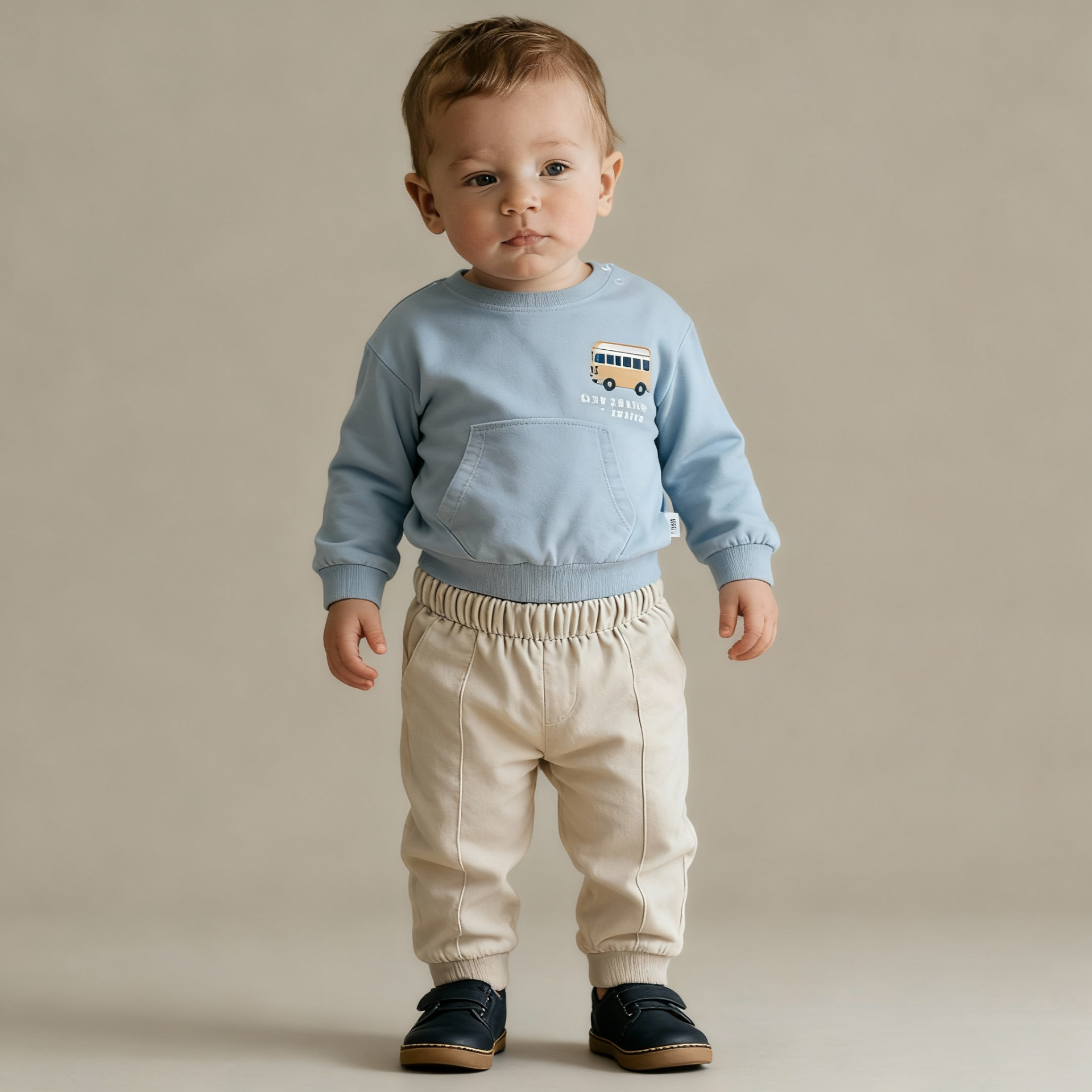 Baskılı Erkek Bebek Eşofman Takımı – %100 Pamuk Şardonsuz İki İplik