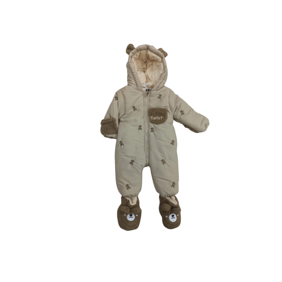 Kendinden Eldivenli Ayıcık Detaylı Kapüşonlu  Bebek Astronot