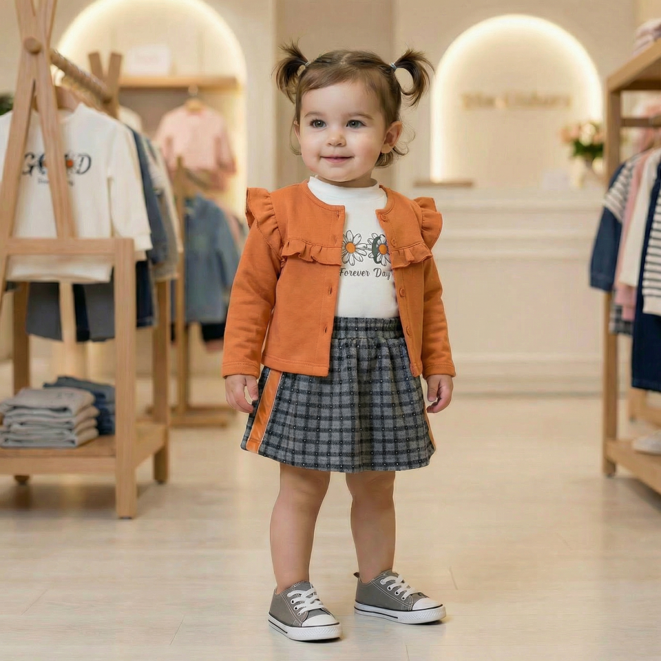 kız bebek hırkalı etekli takım  penye içli kız bebek günlük takım  şık kız bebek etek hırka kombin  yenidoğan kız bebek günlük giyim takımı