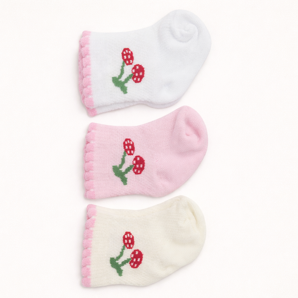 3’lü Pamuklu Bebek Çorap Seti  Desenli | Bebek Çorabı