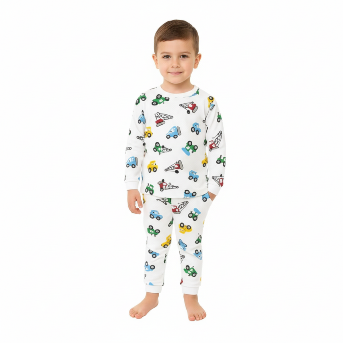 erkek çocuk pijama, pamuklu çocuk pijama, interlok pijama takımı, araç desenli pijama, 2-8 yaş pijama, çocuk ev giyim, erkek çocuk uyku takımı