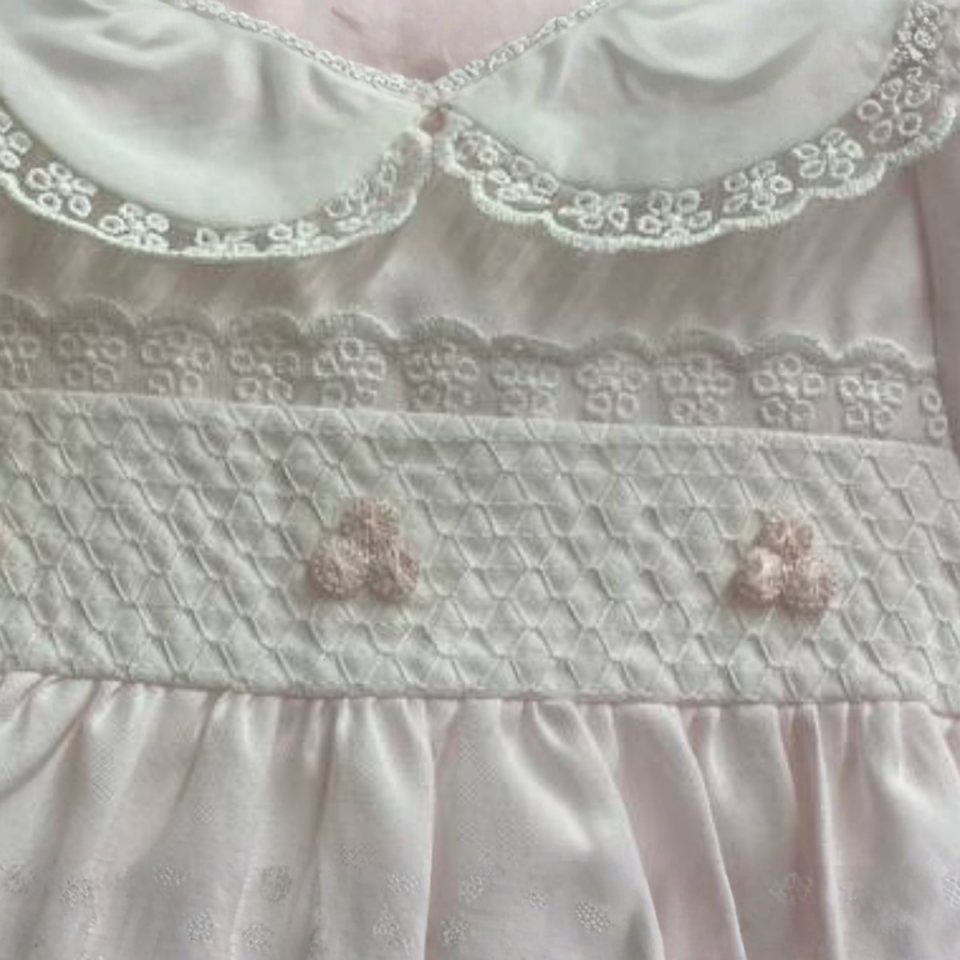 kız bebek elbise pembe nakışlı pamuklu şık model